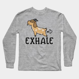 Exhale Gas Goat Yoga Fitness Funny Long Sleeve T-Shirt